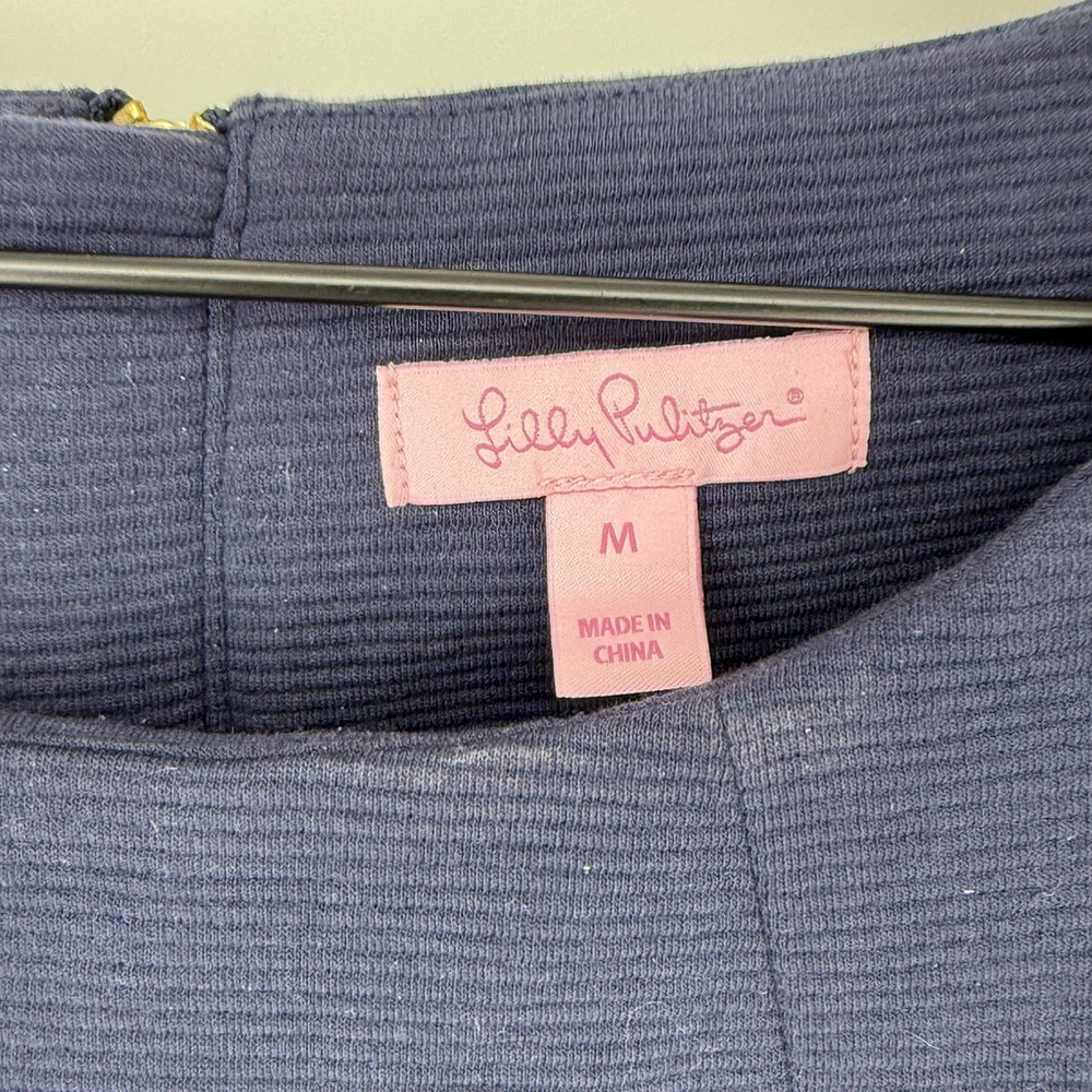 Lilly Pulitzer Charlene Navy Ribbed Long Sleeve Dress Women’s Size Medium - Picture 3 of 5